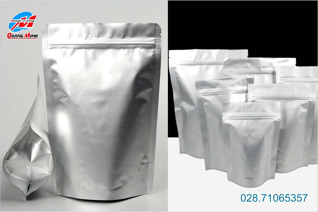 Túi Zipper 2 Mặt Bạc
