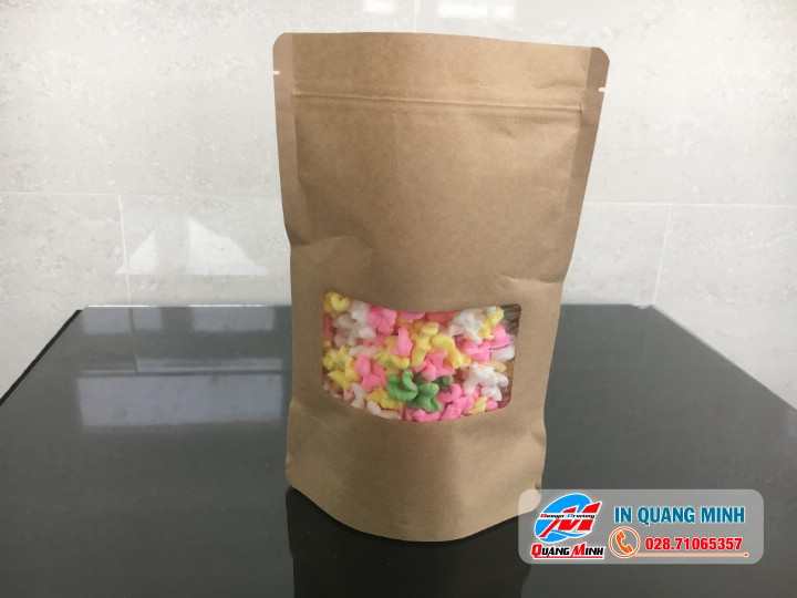 Túi zipper Giấy Kraft Đáy Đứng Ovan